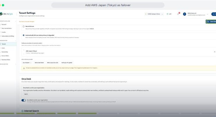 Set up AWS Japan failover for your AI | ORCA Opti AI